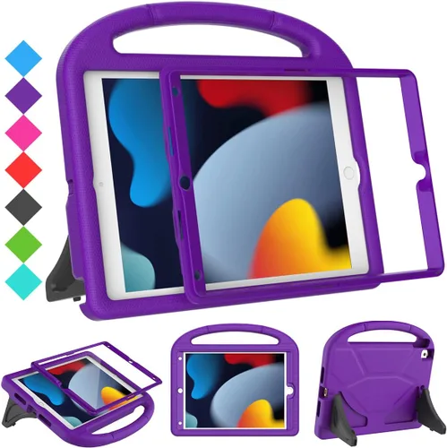 Vista 11 de SUPLIK Funda para niños para iPad de 9ª/8ª/7ª generación - 10.2 pulgadas 2021/2020/2019 Funda con protector de pantalla integrado, asa resistente a