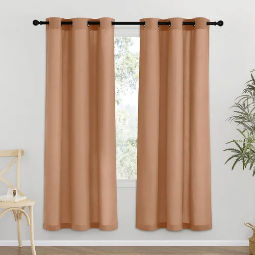 Vista 176 de NICETOWN - Cortinas de lino angora para ventana de cocina sobre el fregadero, con ojales, lino grueso angora, tratamientos cortos para ventanas