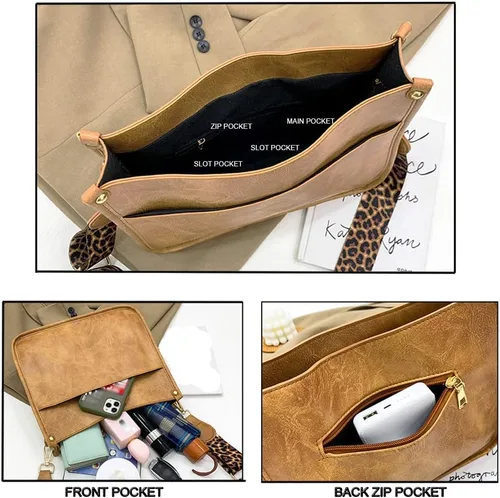 Vista 4 de Downupdown Bolsos cruzados para mujer, bolsos de diseñador con correa de hombro con estampado de leopardo