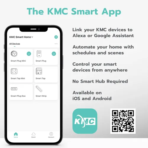 Vista 7 de KMC - Enchufe inteligente mini, paquete de 4, tomas de corriente Wi-Fi para hogar inteligente, control remoto de luces y dispositivos desde