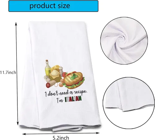 Vista 2 de POFULL Italian Cooks Gift I Don't Need Recipes I'm Italian Dish Towel - Toalla de cocina italiana (I Don't Need a Recipe Towel)