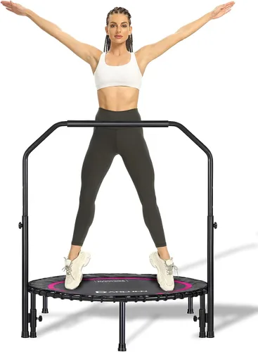 Vista 9 de DARCHEN - Mini trampolín para adultos, 450 libras; para interiores, para entrenamiento, fitness; da un rebote silencioso y seguro [40 pulgadas]