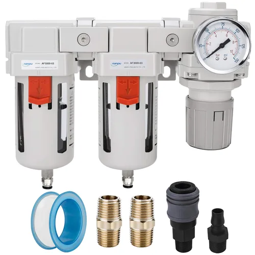 Vista 17 de Sistema de secado de aire NANPU NPT de 1", filtros de aire dobles y regulador de presión