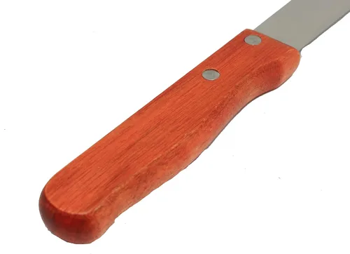Vista 5 de TrueCraftware - Juego de 12 cuchillos de carne de punta redonda de acero inoxidable de 5 pulgadas con mango de madera - Cuchillos para carne