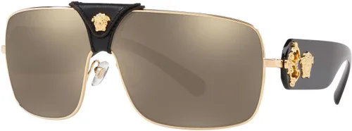 Vista 6 de Versace VE 2207Q 1002/5 Gafas de sol cuadradas de metal dorado lente espejo dorado