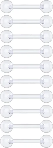 Vista 9 de Anillos de plástico para pezón – Anillos de lengua transparentes – Piercing hipoalergénico recto Bioflex