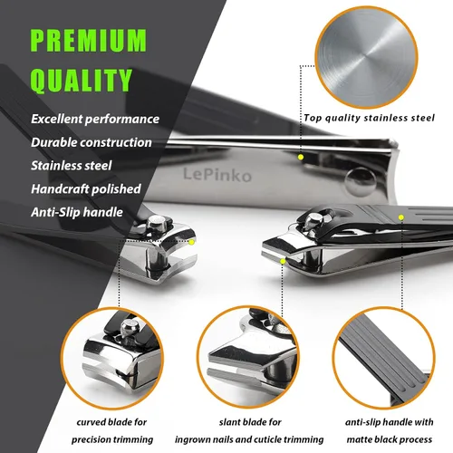 Vista 7 de LePinko Kit profesional de recortadora de cutículas y cortaúñas, regalo para calcetines