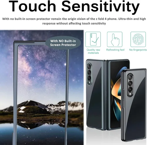 Vista 6 de Miimall Funda compatible con Samsung Galaxy Z Fold 4 5G 2022, marco de policarbonato delgado y duro, cubierta trasera transparente, cobertura