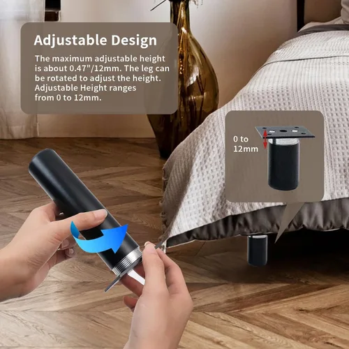 Vista 3 de Bitray Patas para muebles de 4 pulgadas de longitud ajustable mesa de escritorio pie negro - 4 piezas