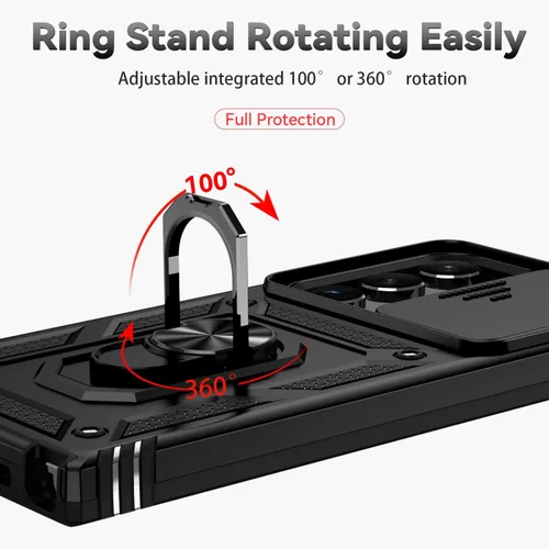 Vista 6 de Funda para Samsung Galaxy S23 Ultra con funda para cámara deslizante, protector de pantalla HD [prueba de caídas de grado militar] Funda protectora