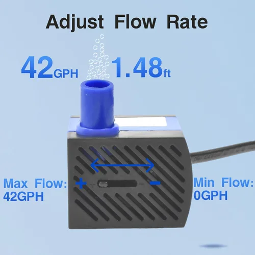 Vista 3 de CONQUERALL 2.5W Mini bomba de fuente 42GPH sumergible al aire libre 1.48ft cabeza para tanques de peces nano