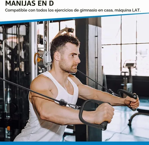 Vista 6 de BeneLabel Accesorio de cable con mango en D, accesorios de cable para gimnasio, agarre antideslizante y cómodo, mango de aleación de aluminio