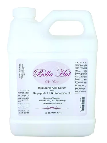 Vista 2 de Bellahut - Suero facial de ácido hialurónico 100% puro con palmitoil-hexapéptido-12 y palmitoílo tripéptido-1 Reconstrucción de colágeno