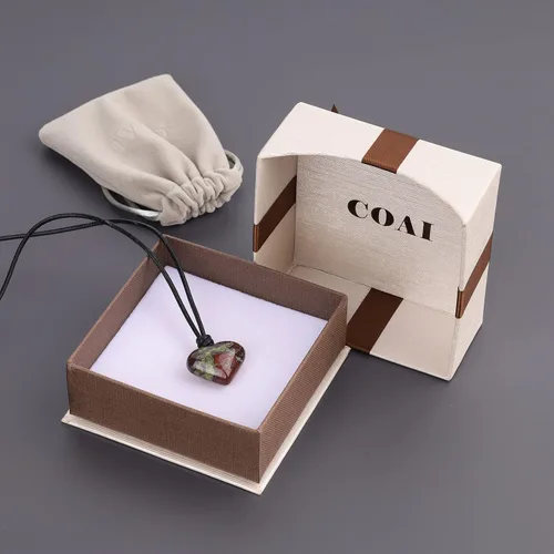 Vista 6 de COAI Collar con colgante de piedra de corazón de corazón de cuero, Piedra, sodalita