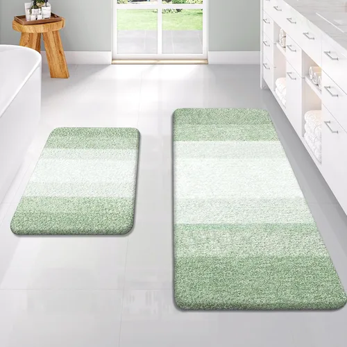 Vista 40 de OLANLY - Juego de tapetes para baño de 2 piezas, de microfibra, suaves y absorbentes, antideslizantes, lavables a máquina y para secadora, felpudos