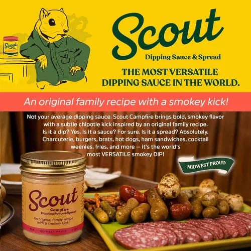 Vista 3 de Scout Salsa de inmersión y untable de fogata – Salsa versátil ahumada, de gran sabor elaborada con ingredientes de primera calidad, perfecta