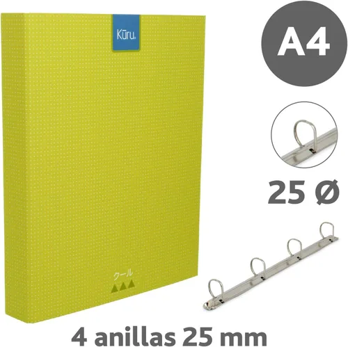 Vista 3 de grafoplás 07325620-carpeta Carpeta de anillas A4 Kuru, verde, tacto extra suave, 4 anillas, 0.984 in