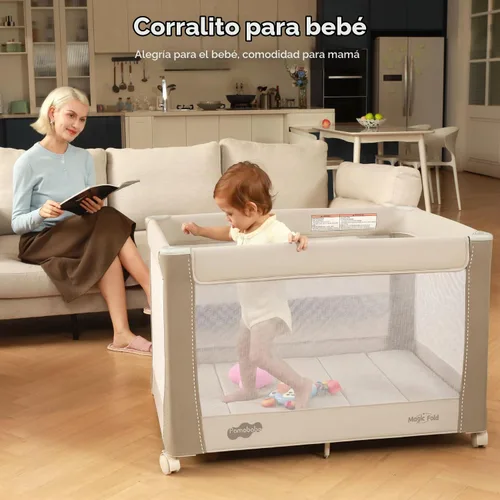 Vista 3 de Pamo Babe Paquete de lujo y juego con moisés y cambiador Caqui
