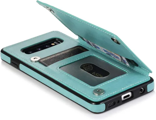 Vista 5 de Asuwish Funda compatible con Samsung Galaxy S10 Plus y protector de pantalla de vidrio templado con ranura para tarjetero, soporte para teléfono