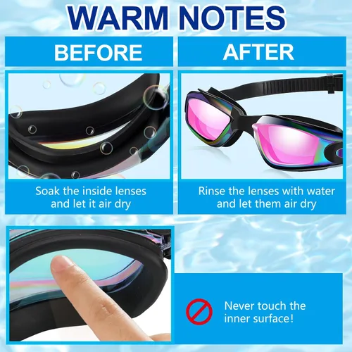 Vista 4 de Flutesan 12 gafas de natación para adultos, para hombres, mujeres, jóvenes, sin fugas, protección completa contra los rayos UV