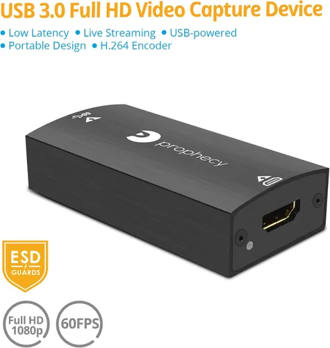 Vista 2 de gofanco Prophecy USB 3.0 HDMI Video Capture Card Device Transmite y comparte juego, 1080p 60Hz, consolas de juegos PS4, compatible con TAA