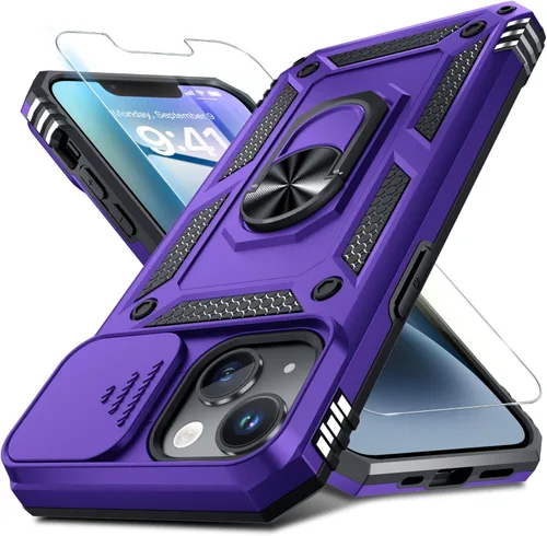 Vista 31 de Janmitta Funda para iPhone 8 Plus/7 Plus/6 Plus, Cubierta de Teléfono con Cubierta Deslizante Integrada para Lente de Cámara + Protector