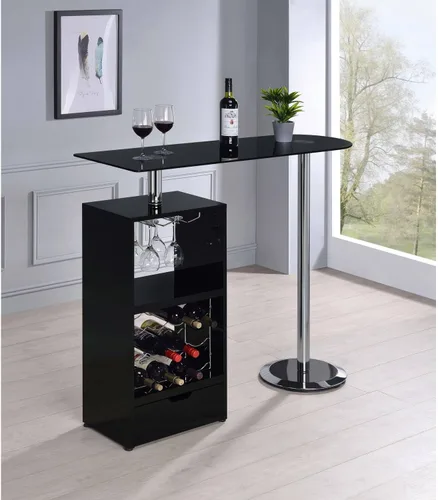 Vista 2 de Coaster Furniture - Mesa de bar con almacenamiento de vino, color negro 120451