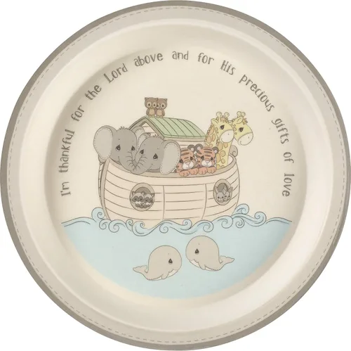 Vista 2 de Precious Moments Noah's Ark 182433 - Juego de 5 vajilla y alimentación de bambú para niños pequeños