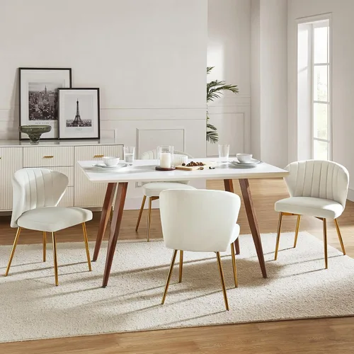 Vista 7 de TINA'S HOME Juego de 2 sillas decorativas, sillas laterales de terciopelo glamoroso con patas doradas, sillas de comedor tapizadas de mediados