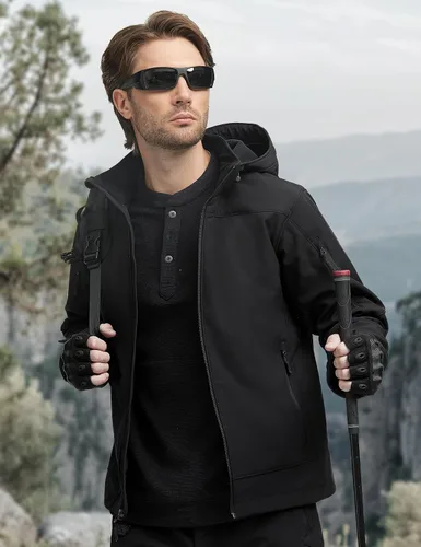 Vista 5 de FREE SOLDIER Men's Softshell Hiking Jacket Waterproof Hooded Tactical Hunting Jacket