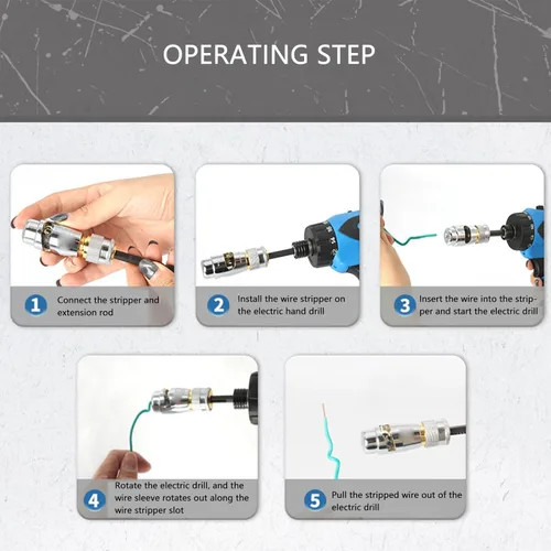 Vista 2 de Pelacables para electricista, herramienta de pelado y torsión de cables de aleación de aluminio, herramienta de corte de pelado de cable