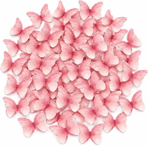 Vista 16 de Mariposas comestibles para decoración de pasteles, decoración comestible de arco iris para pasteles y cupcakes, mariposas de papel de oblea 5Colors-1
