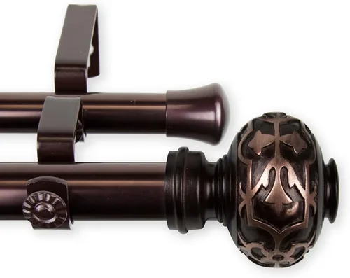 Vista 2 de A&F Rod Décor - Barra de cortina doble Viburnum 1" 28-48 pulgadas - Negro