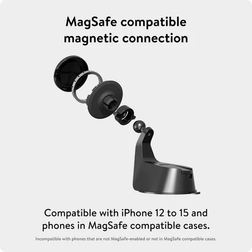 Vista 3 de Mous MagSafe - Soporte de succión para automóvil compatible con iPhone 17/16/15/14, Pixel 10, S26/S25