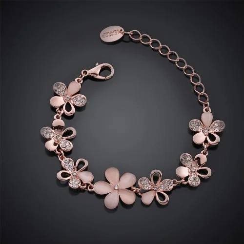 Vista 4 de Pulsera ajustable chapada en oro rosa de 18 quilates para mujer, joyería para mujer, Metal