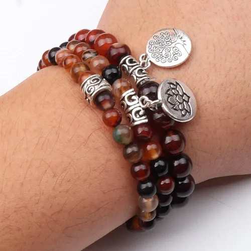 Vista 5 de UEUC 7 - Brazalete curativo de 7 chakras de hematita para mujer, juego de brazalete difusor con dije de flor de loto para yoga o reiki, brazalete