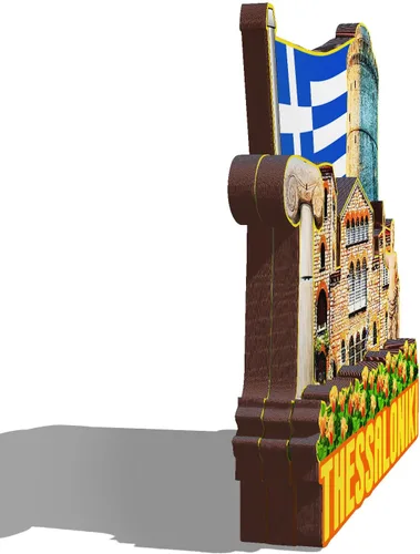 Vista 2 de Thessaloniki Grecia - Imán de madera 3D para nevera, recuerdos coleccionables, decoración artesanal, 3