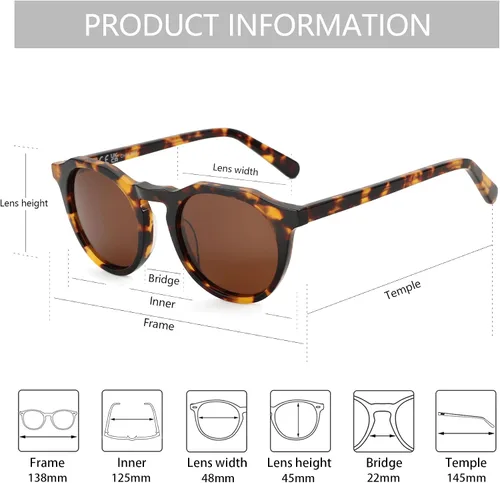 Vista 53 de ZENOTTIC Gafas de sol polarizadas redondas vintage para hombres y mujeres con protección UV400