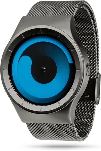 Vista 3 de ZIIIRO Reloj unisex Mercurio cromado con correa de malla de acero inoxidable (océano Gunmetal)