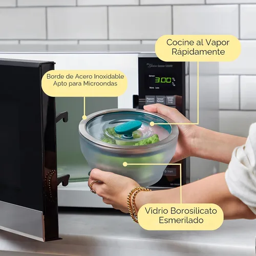 Vista 5 de Anyday Juego de 8 Piezas de Utensilios de Cocina para Microondas y Almacenamiento de Alimentos de Vidrio con Tapas de Vidrio Recipientes Sin