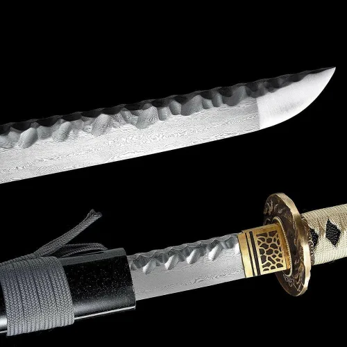 Vista 6 de Espada Katana samurái japonesa de 41 pulgadas, hecha a mano, hecha a mano, color gris