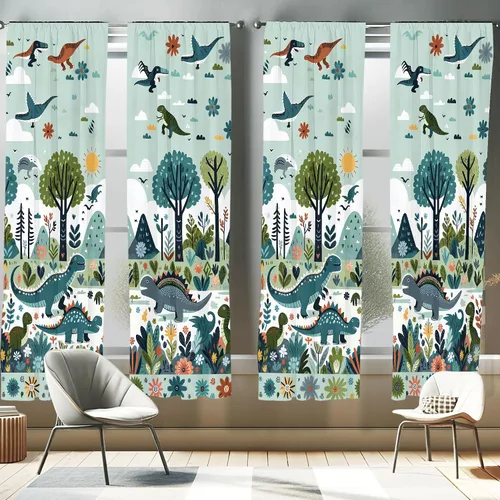 Vista 42 de Ambesonne - Cortinas amarillas para ventana, arte moderno escandinavo de escena de jardín con flores de tulipán y mariposas bailando, juego de 2