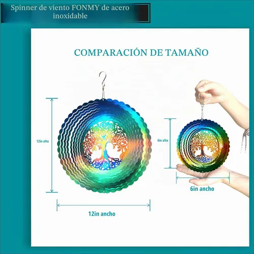 Vista 4 de FONMY - Molinillo de viento de acero inoxidable, regalo para decoración de jardín, interiores y exteriores, manualidades, adornos de 6 pulgadas Mds02