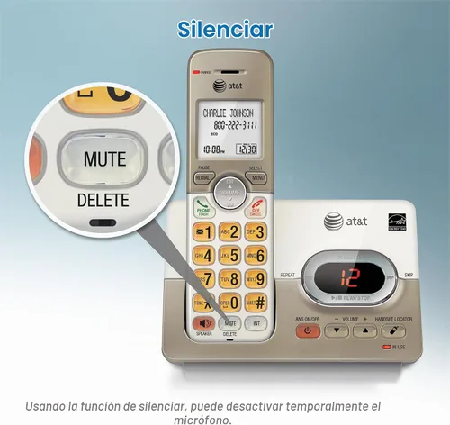 Vista 8 de AT&T - Teléfono inalámbrico expandible con sistema de respuesta y teclas XL retroiluminadas, 5 terminales