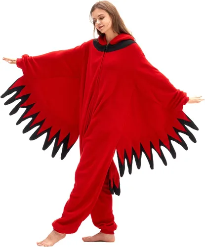 Vista 5 de vavalad Cardinal Costume, Adult Animal Onesie with Wings, Funny Costumes for Women, Couple Costumes