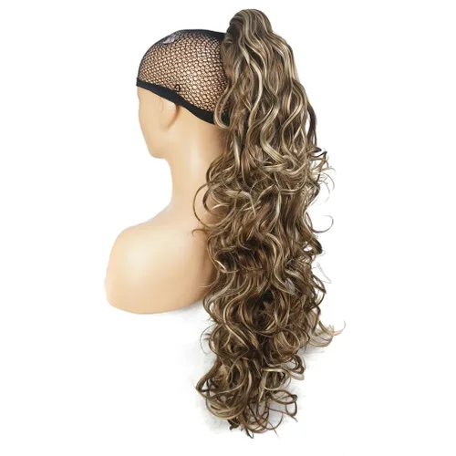 Vista 17 de Lydell 30" largo rizado peinado clip en garra cola de caballo extensión pelo sintético postizo 9.88 oz con un clip de mandíbula/garra (negro)