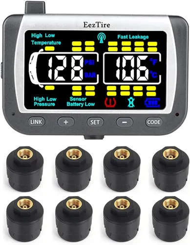 Vista 20 de EEZ RV Products EEZTire - Sistema de monitoreo de presión de neumáticos en tiempo real/24x7 - Monitor a color + 4 sensores + Sistema de refuerzo