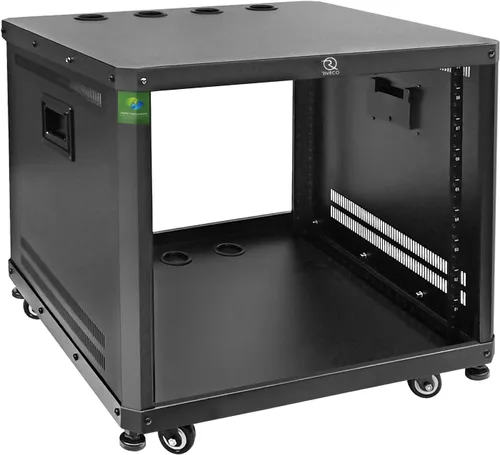 Vista 9 de RIVECO POMU - Estante estéreo y de estudio de 6U con ruedas giratorias, gabinete de red rodante, estante de audio de marco abierto para grabación