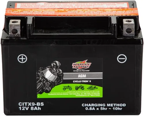 Vista 2 de Interstate Batteries YTX9-BS - Batería de 12 V 8 Ah Powersports 130CCA AGM Recargable Reemplazo para BMW, Honda, Kawasaki motocicletas, cuatrimotos