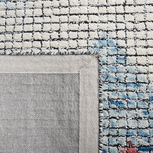 Vista 8 de SAFAVIEH Abstract Collection - Alfombra de pasillo, 2 pies 3 pulgadas x 8 pies, marfil y azul, lana hecha a mano, ideal para zonas de alto tráfico